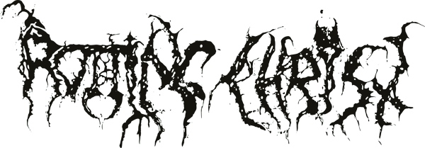 Logotipo da banda Rotting Christ: letras irregulares e ramificadas, como raízes
