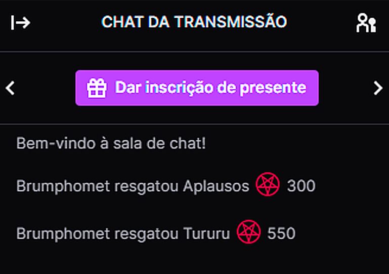 Sistema de resgate de pontos da Twitch