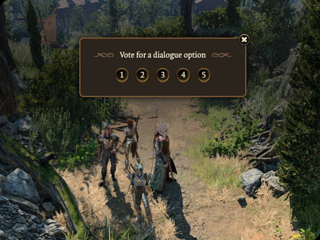 Enquete de votação durante transmissão de Baldur's Gate 3